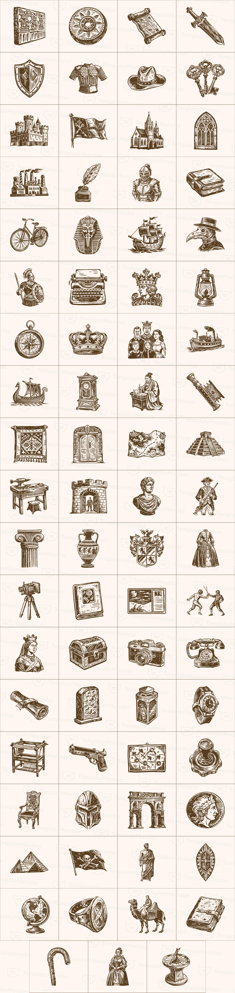 Vintage History Art Illustration Set - Features Image 1