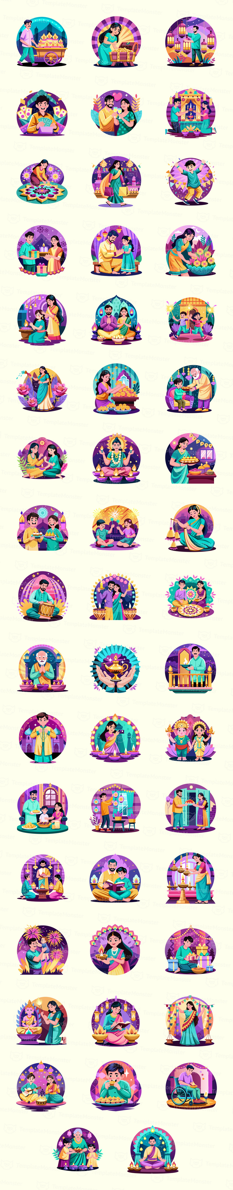 Diwali Illustration Art Set - Features Image 1