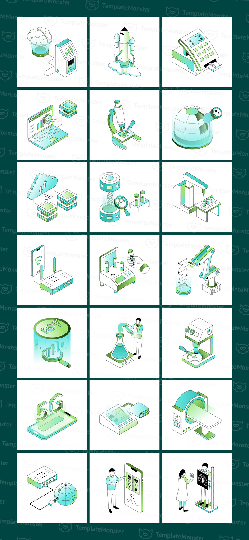 Изометрические иллюстрации перспективных технологий и инноваций. - Features Image 8