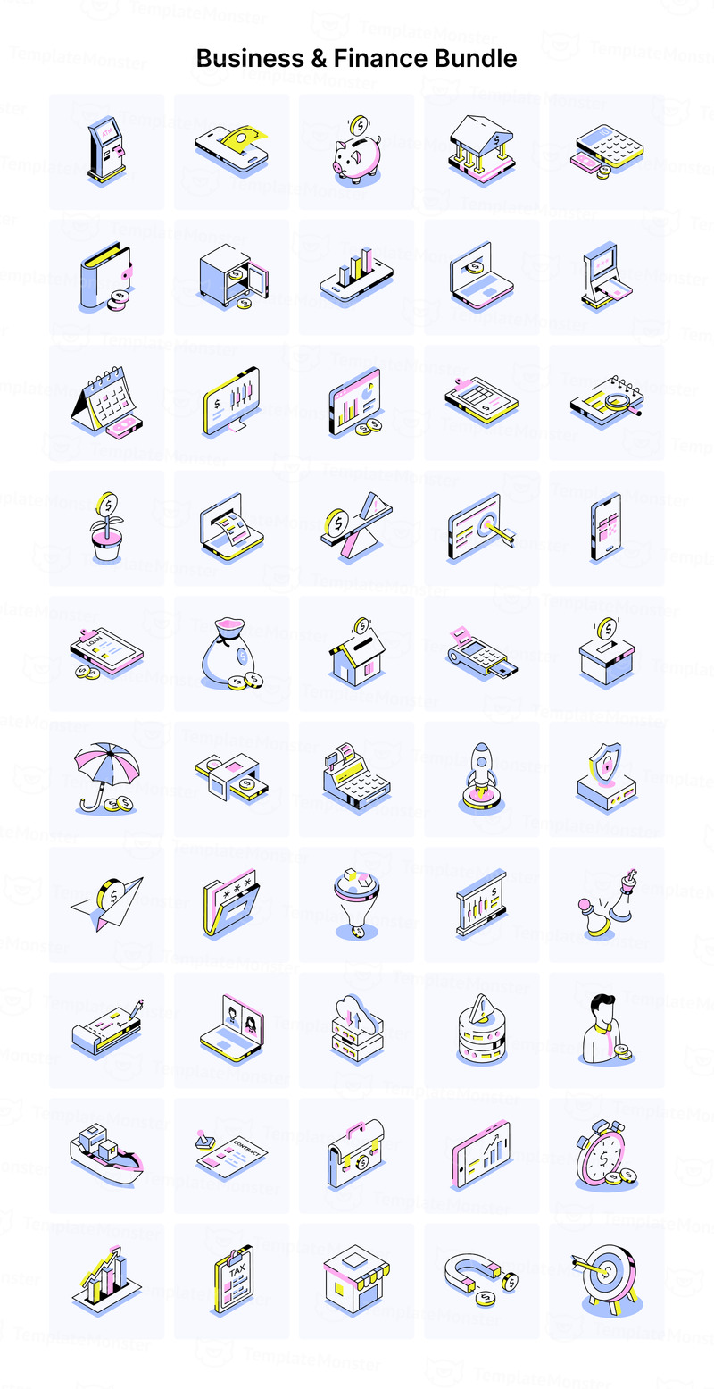 Универсальные изометрические иконки - Features Image 1