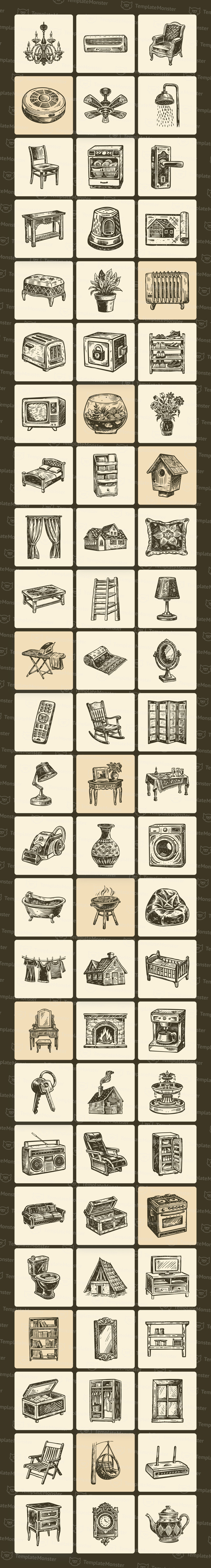Zestaw ilustracji do domu w stylu vintage - Obraz funkcji 1