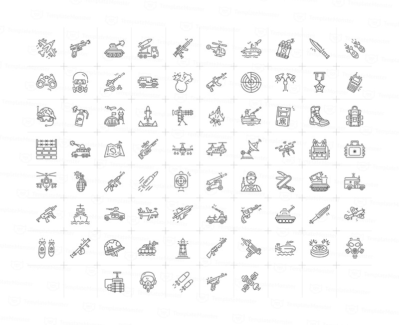 Modern Military Line Icon Set - Features Image 1