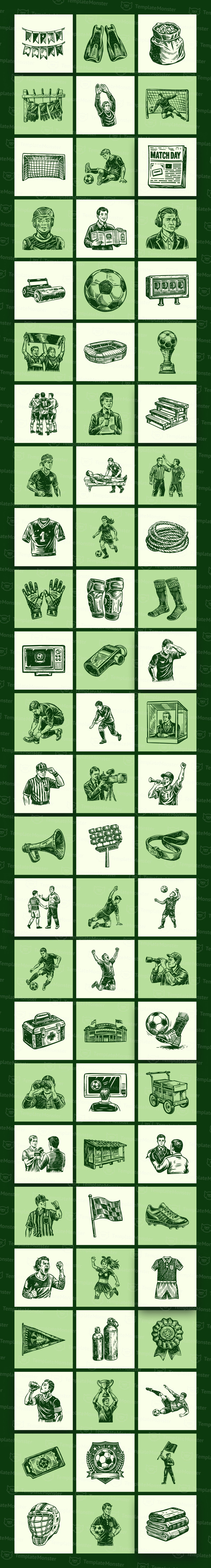 Conjunto de ilustraciones de fútbol vintage - Características Imagen 1