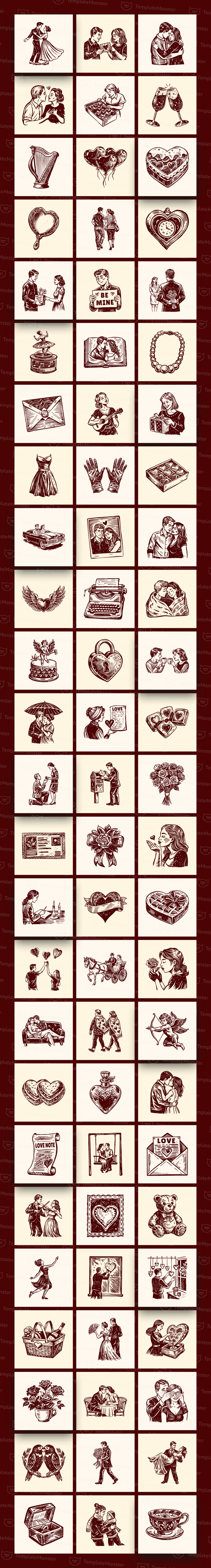 Vintage Valentines Illustration Set - Features Image 1