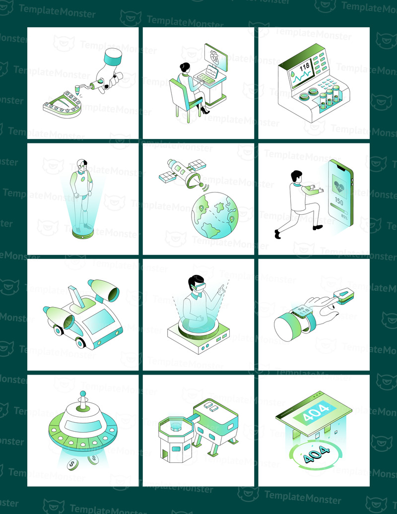 Изометрические иллюстрации перспективных технологий и инноваций. - Features Image 10