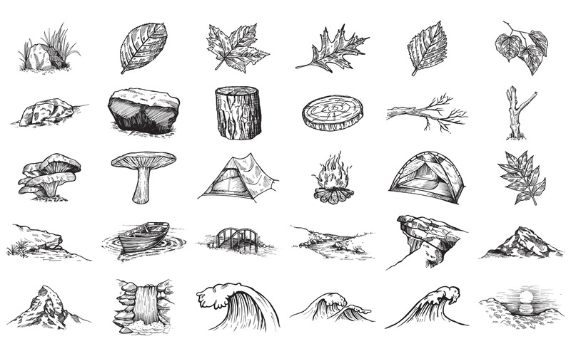 30 Natur Handgezeichnete Naturelemente - Eigenschaften Bild 1