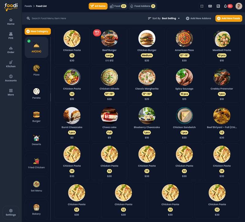 FoodiPOS - Een restaurant- en POS-UI-kit met Figma-bestand in de lichte en donkere modus - Features Image 3