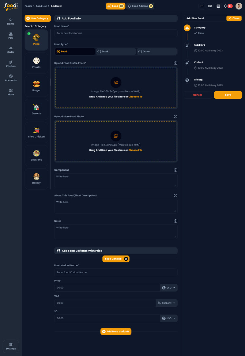 FoodiPOS - Een restaurant- en POS-UI-kit met Figma-bestand in de lichte en donkere modus - Features Image 4