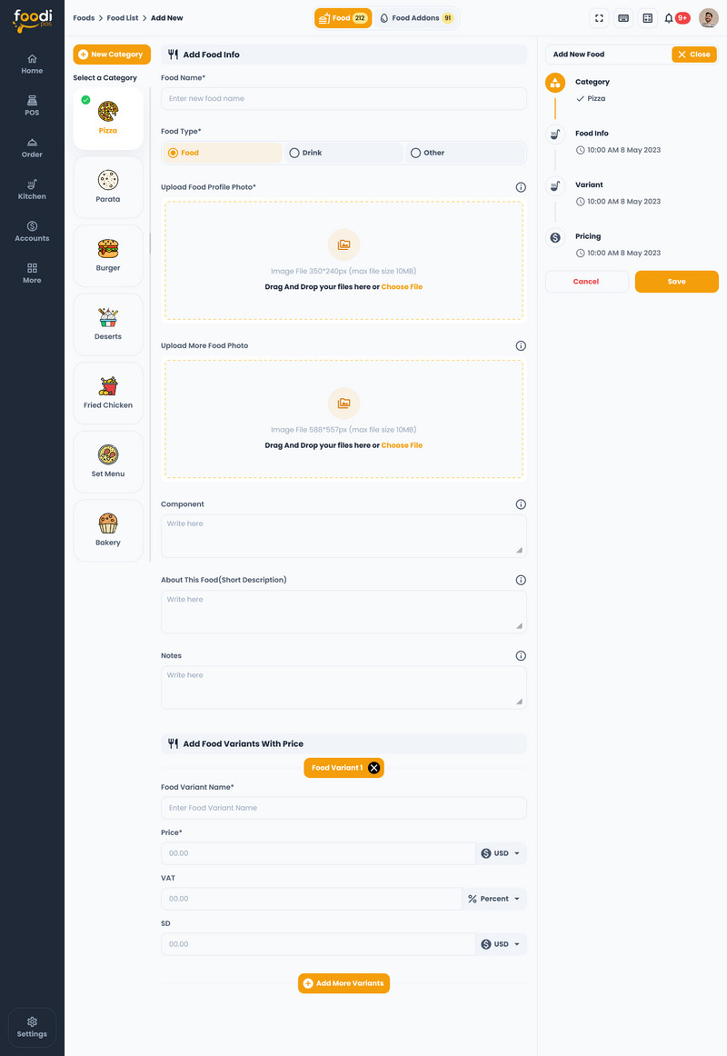FoodiPOS - Een restaurant- en POS-UI-kit met Figma-bestand in de lichte en donkere modus - Features Image 1