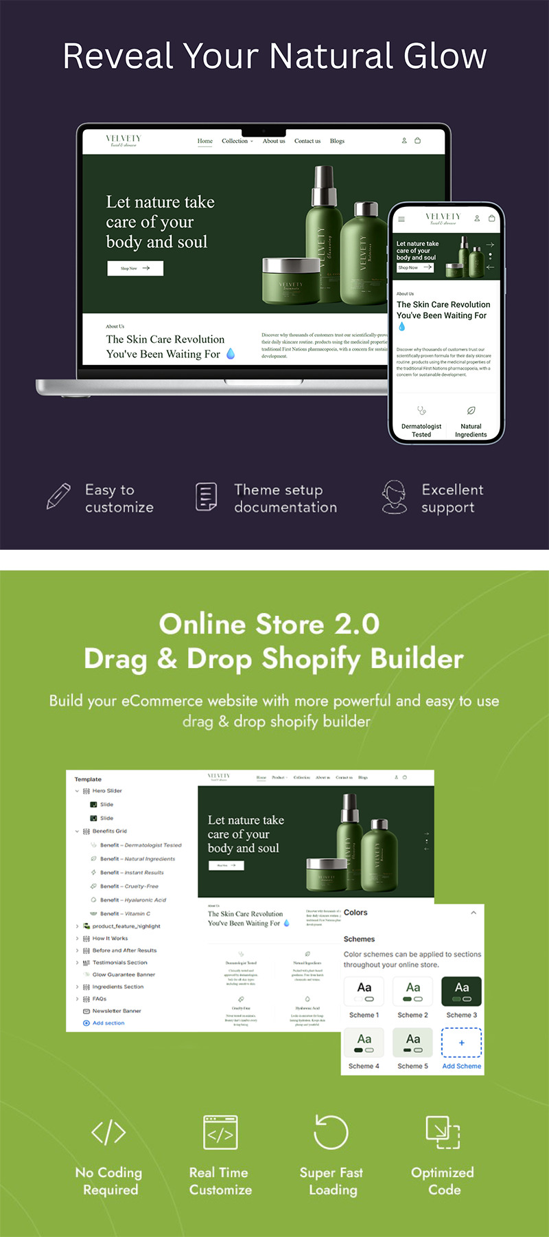 Velvety – Ekologisk hudvård och skönhet Shopify 2.0-tema - Features Image 1