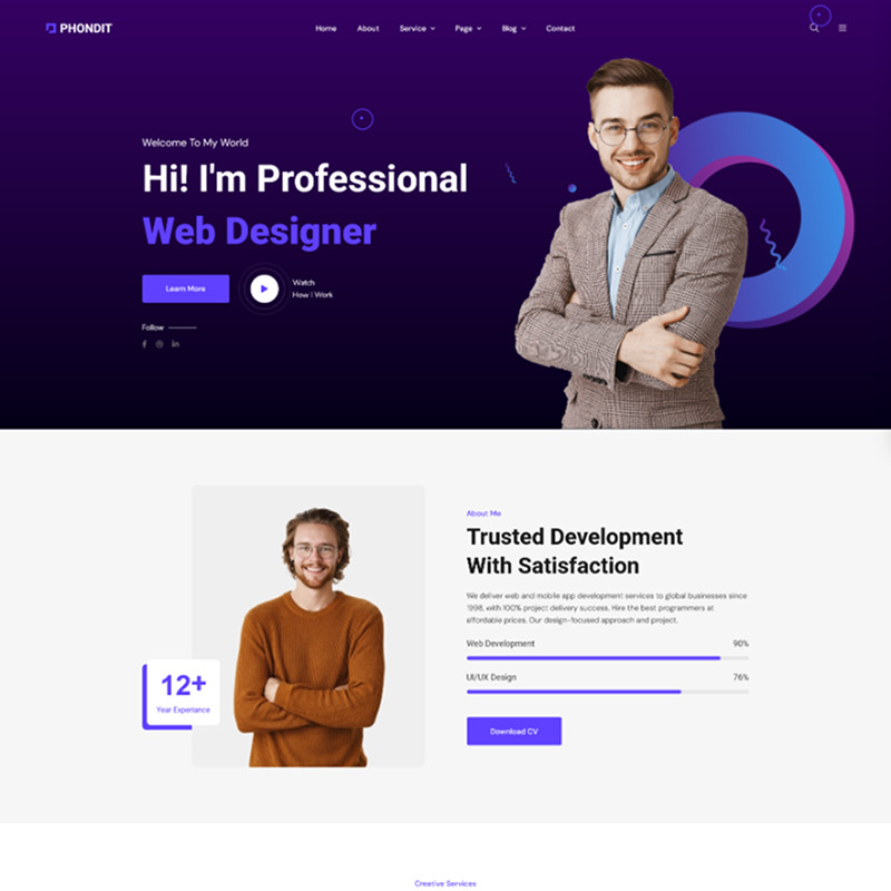 Phondit - Creatieve persoonlijke portfolio HTML5-sjabloon - Features Image 1