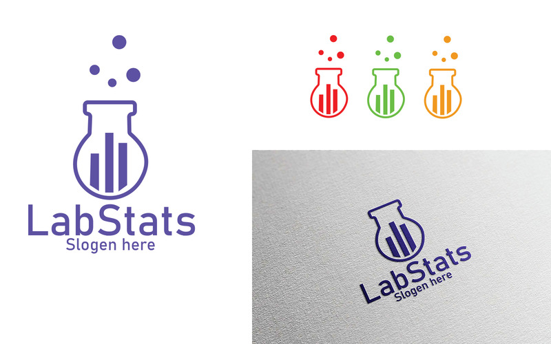 Lab stats logo design template for science research - Features Image 1