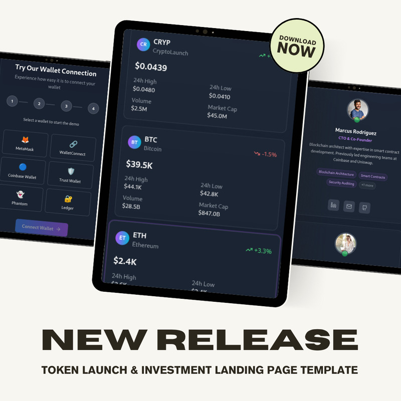 Kryptolansering - Mall för landningssida för tokenlansering och ICO/IDO-investeringar - Features Image 1