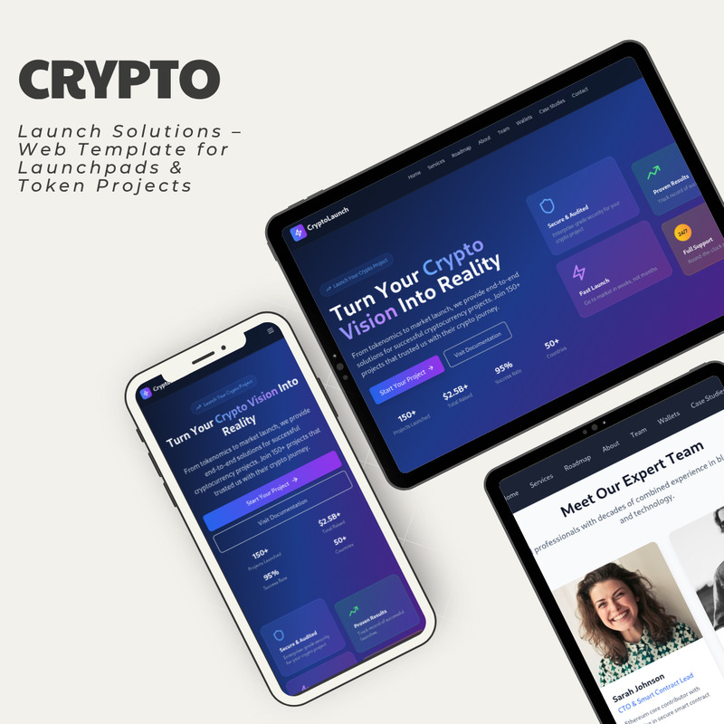 Kompletní kryptoměnová webová šablona pro launchpady a tokenové projekty - Features Image 1