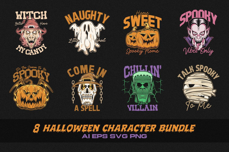 Halloween Character T-shirt Designs Bundle - Features Image 1