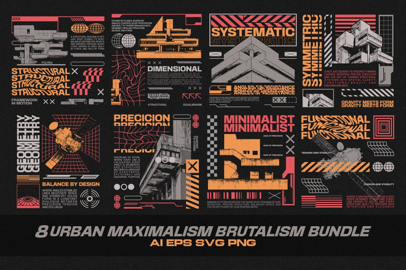 Urban Maximalism Brutalism T-shirt Designs Bundle - Features Image 1