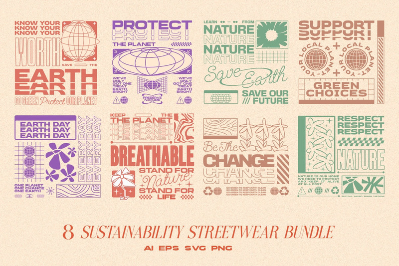 Sustainability Streetwear T-shirt Designs Bundle - Features Image 1