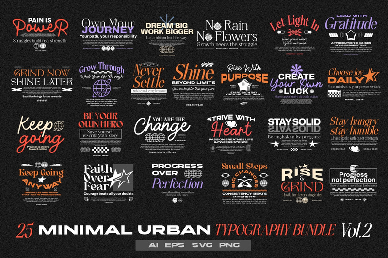 Minimal Urban Typography T-shirt Designs Bundle Vol. 2 - Features Image 1
