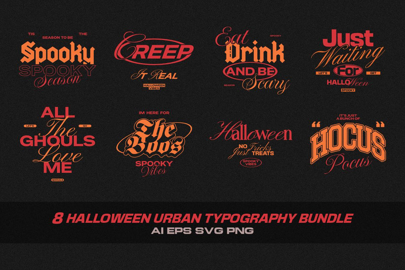 Paket med Halloween-t-shirtdesigner för urban typografi - Features Image 1