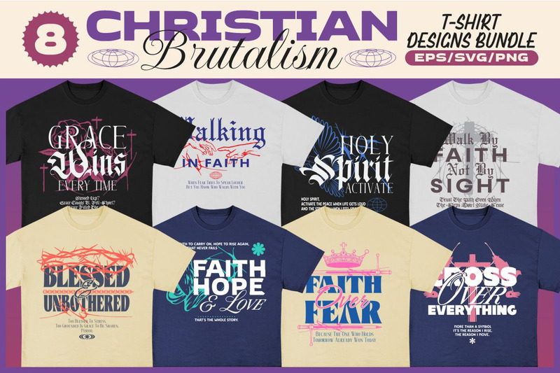 Christian Brutalism T-shirt Designs Bundle - Features Image 1