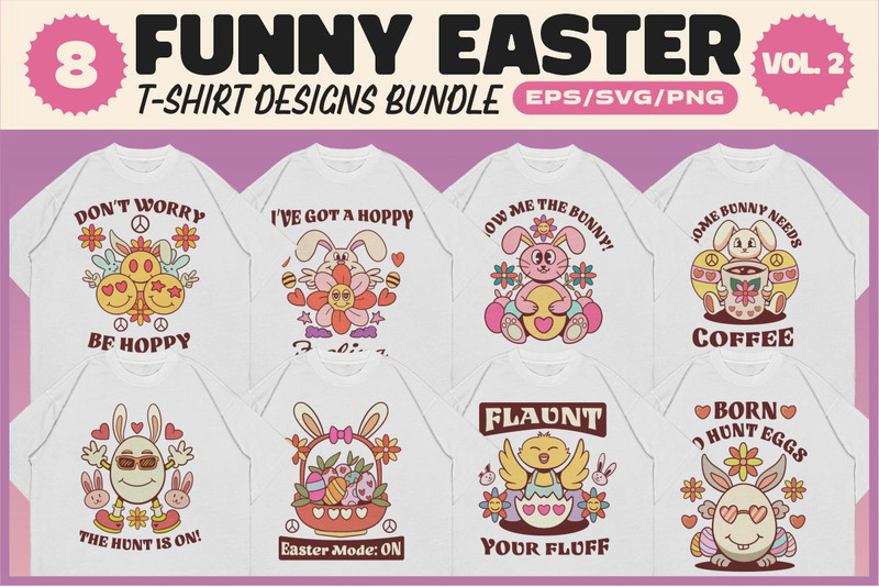 Funny Easter T-shirt Designs Bundle Vol. 2 - Features Image 1
