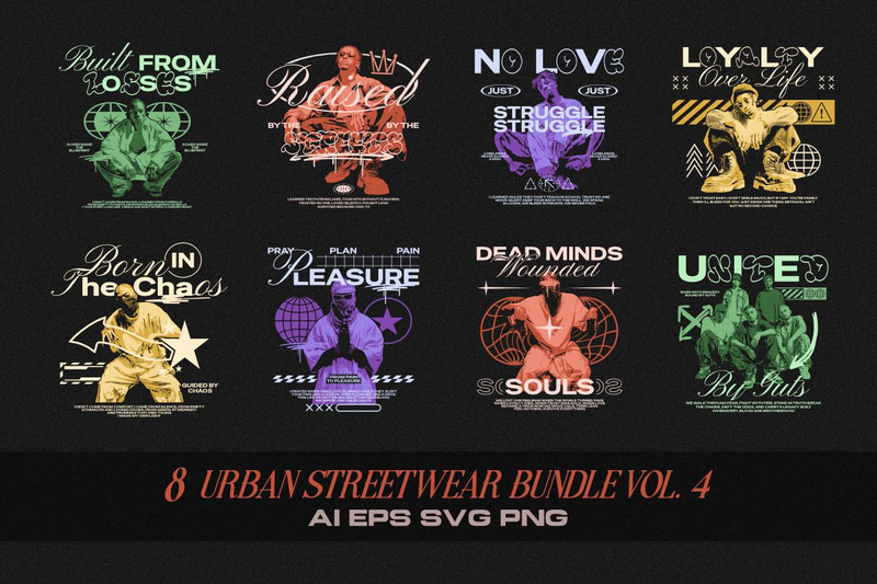 Urban Streetwear T-shirt Designs Bundle Vol. 4 - Features Image 1