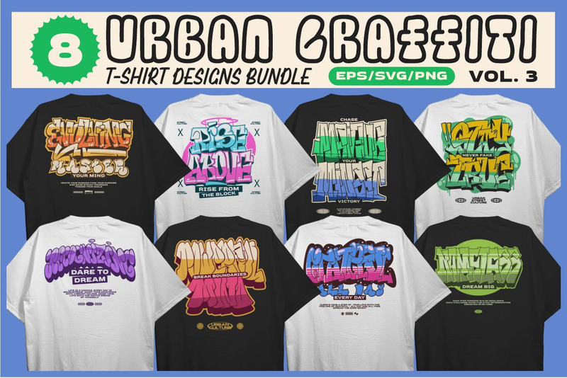 Urban Bubble Graffiti T-shirt Designs Bundle Vol. 3 - Features Image 1