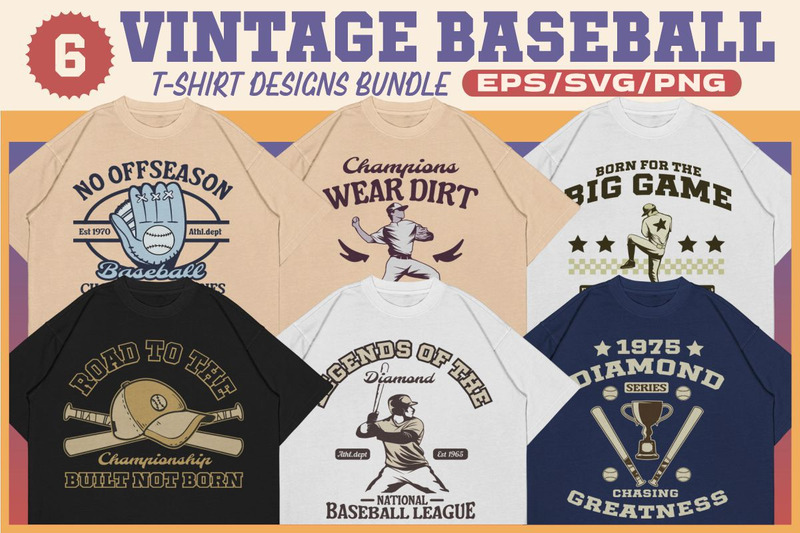 Vintage Baseball T-shirt Design Bundle - Features Image 1
