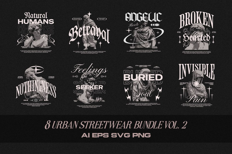 Urban Streetwear T-shirt Designs Bundle Vol. 2 - Features Image 1