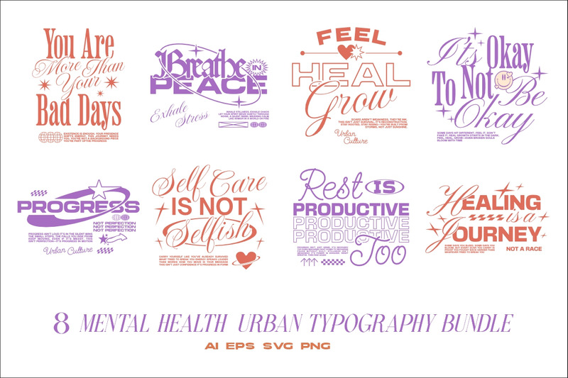 Mental Health Urban Typography T-shirt Designs Bundle - Features Image 1