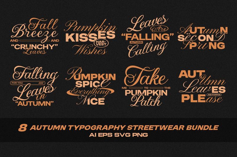 Autumn Typography Streetwear T-shirt Designs Bundle - Features Image 1