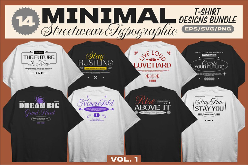Minimalist Streetwear Typography T-shirt Designs Bundle
