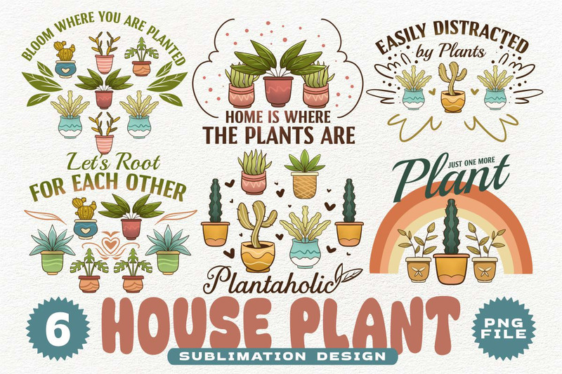 House Plant Sublimation Design Bundle PNG - Features Image 1