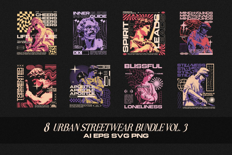 Urban Streetwear T-shirt Designs Bundle Vol. 3 - Features Image 1