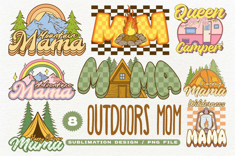 Outdoor Mom Sublimation Designs Bundle PNG - Features Image 1
