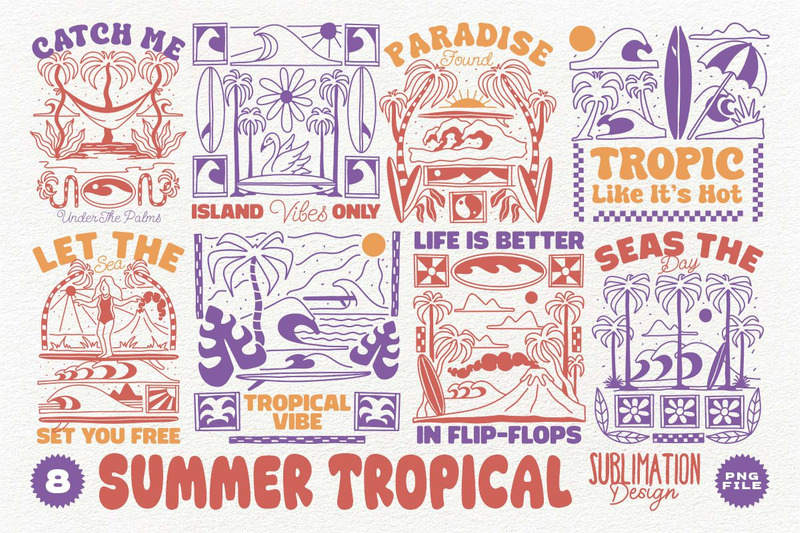 Sommer Tropische Sublimation Designs Bundle PNG - Eigenschaften Bild 1