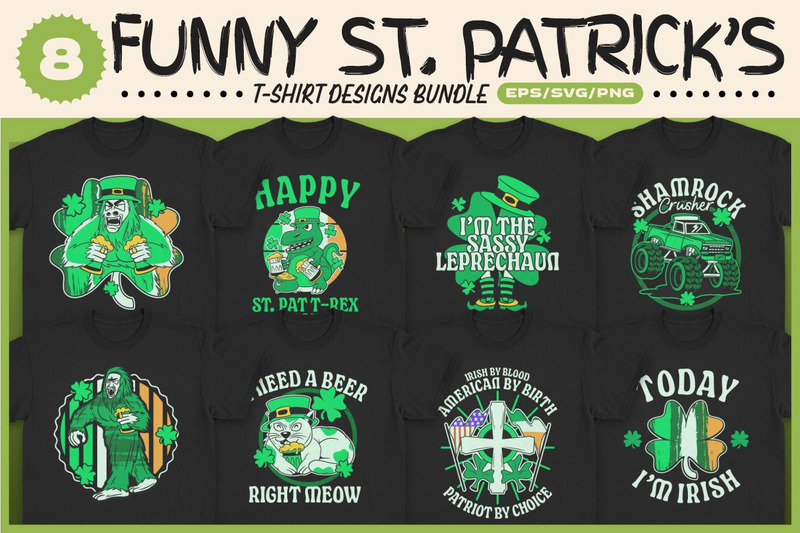 Funny St. Patrick's T-shirt Designs Bundle - Features Image 1