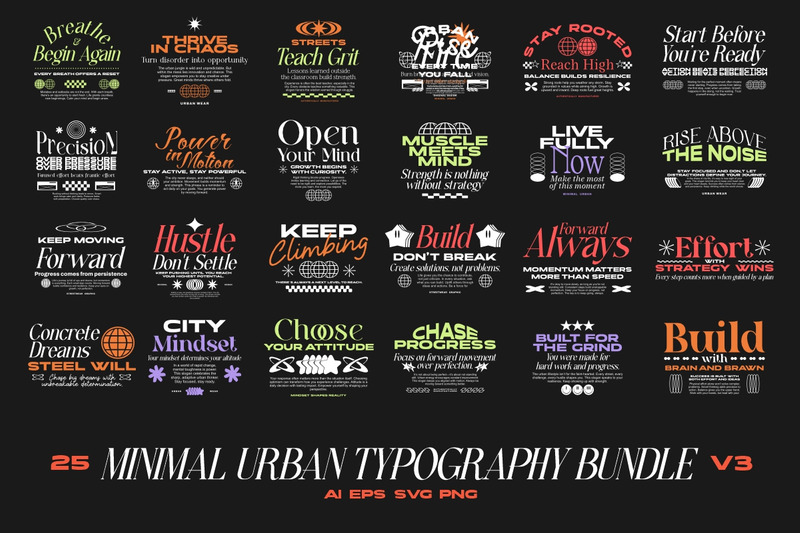 Minimal Urban Typography T-shirt Designs Bundle Vol. 3 - Features Image 1
