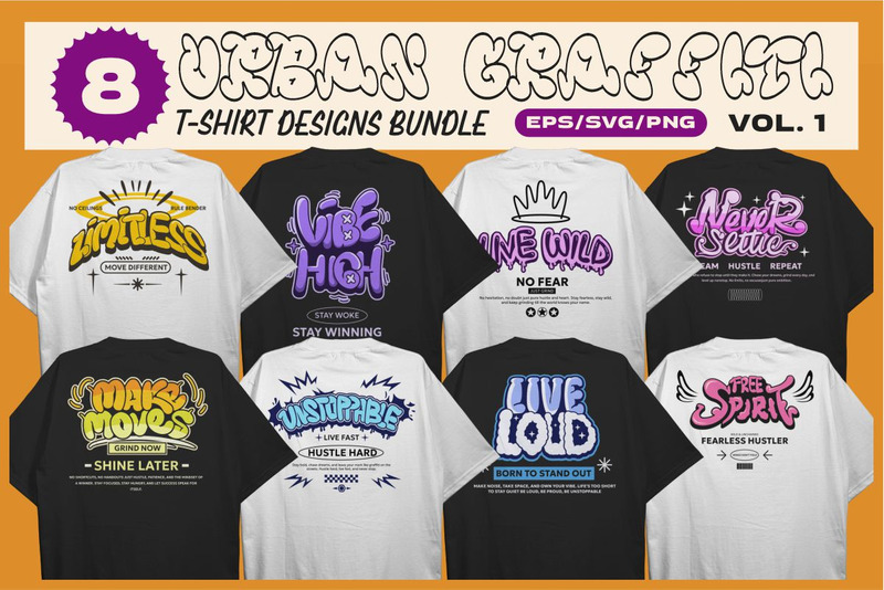 Urban Bubble Graffiti T-shirt Designs Bundle Vol. 1 - Features Image 1