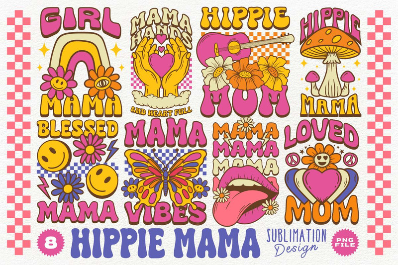 Hippie Mama Sublimation Designs Bundle PNG - Features Image 1
