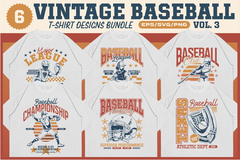 Pacchetto di design di magliette da baseball vintage Vol. 3 - Caratteristiche Immagine 1