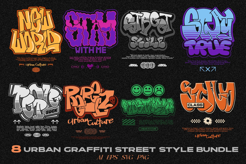 Urban Graffiti Street Style T-shirt Designs Bundle - Features Image 1