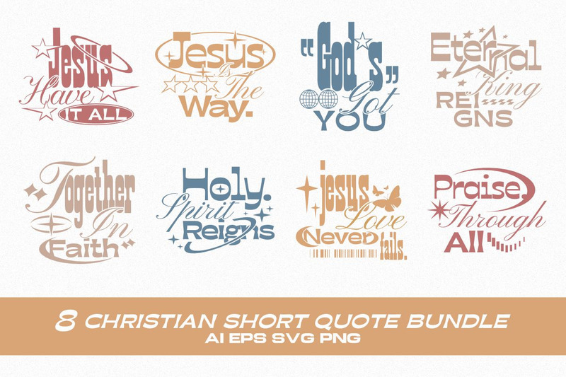 Kristna korta citat T-shirtdesignpaket - Features Image 1