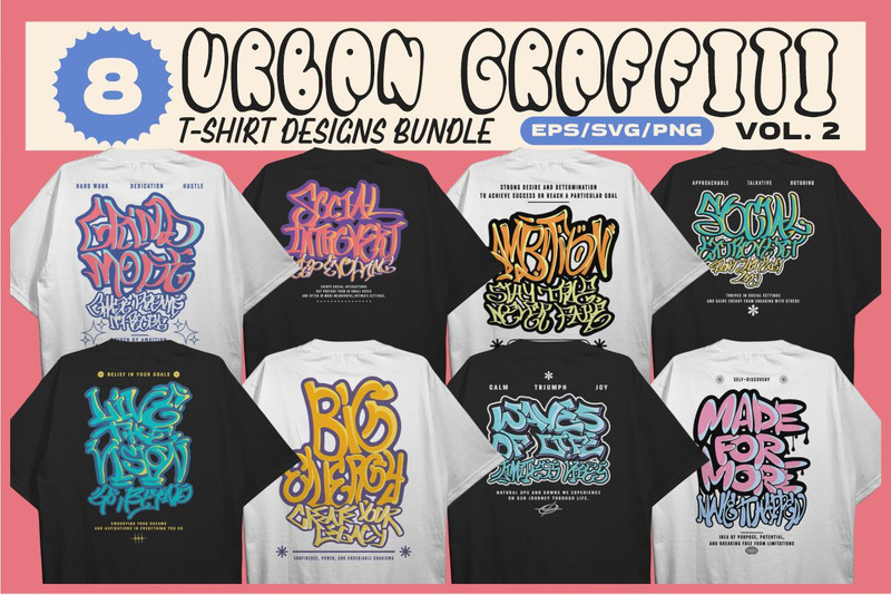 Urban Bubble Graffiti T-shirt Designs Bundle Vol. 2 - Features Image 1