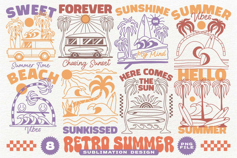Retro Summer Sublimation Designs Bundle - Features Image 1