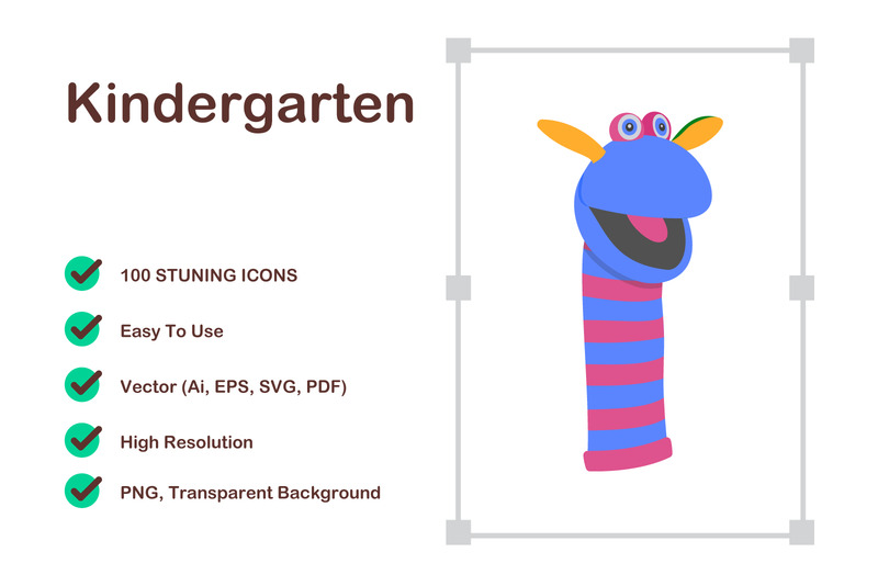 Kindergarten Icons Pack – söt, färgglad och redigerbar vektoruppsättning - Features Image 1