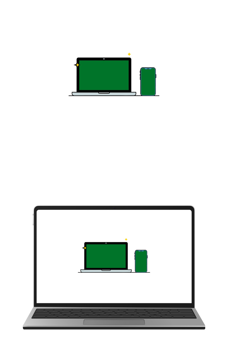 Laptop and smartphone with green screens, isolated on white background - Features Image 1