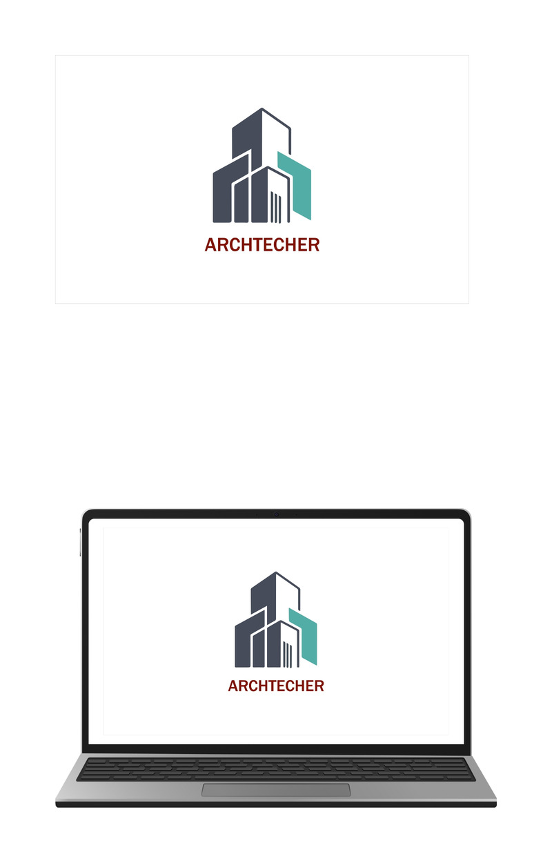 Design del logo di un edificio architettonico moderno isolato su sfondo bianco - Caratteristiche Immagine 1