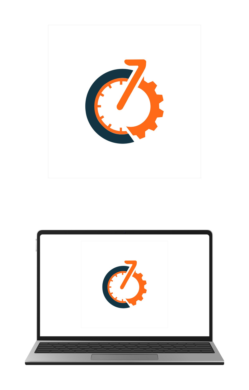 Logo Time Gear Setting, isolé sur fond blanc - Caractéristiques de l’image 1