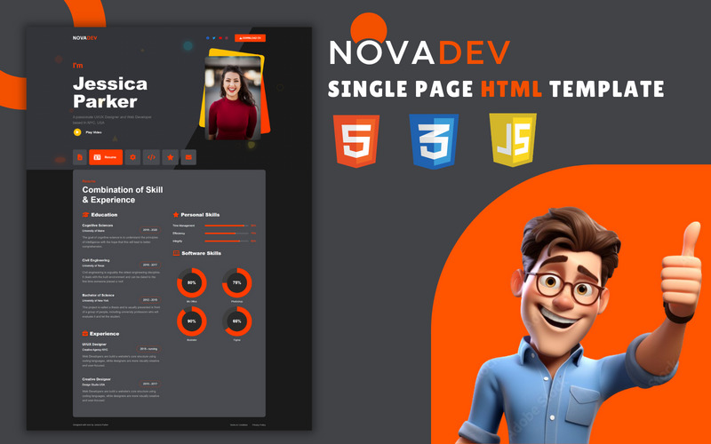NovaDev – HTML-шаблон портфоліо персонального бренду - Features Image 1